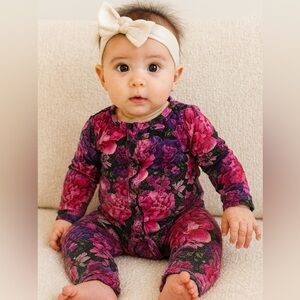 Baby Floral Footed One-Piece in Pink & Purple